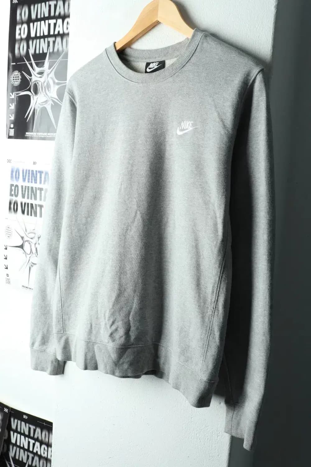 (M-L) 나이키 맨투맨 티셔츠 크루넥 그레이 올드스쿨-161D6 상품이미지1