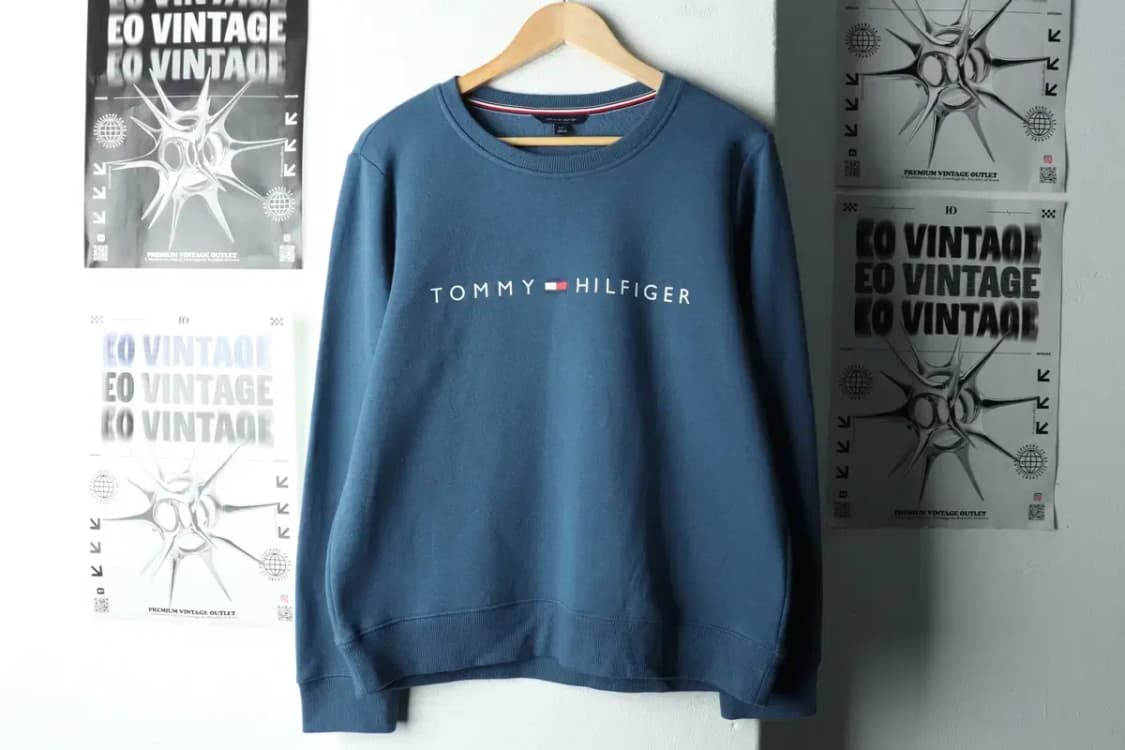 W(L-XL) 타미힐피거 맨투맨 티셔츠 블루 기모 빅로고-161D7 상품이미지2