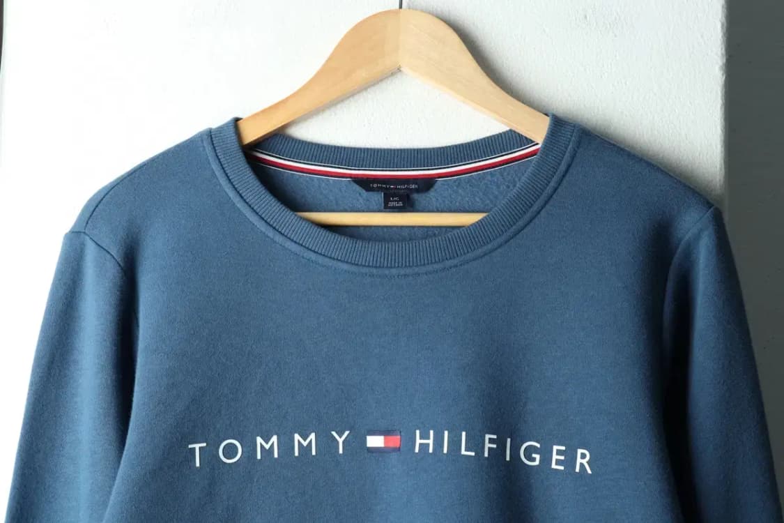 W(L-XL) 타미힐피거 맨투맨 티셔츠 블루 기모 빅로고-161D7 상품이미지3