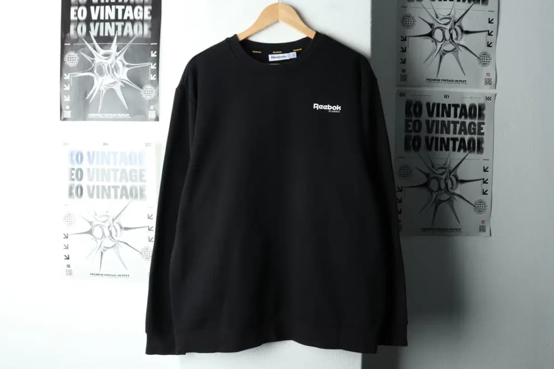 (2XL) 리복 맨투맨 티셔츠 빅사이즈 블랙 기모 올드스쿨-161D8 상품이미지2