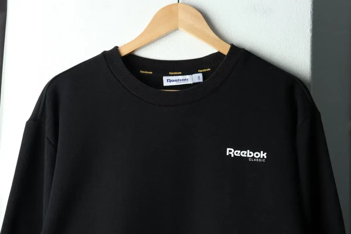 (2XL) 리복 맨투맨 티셔츠 빅사이즈 블랙 기모 올드스쿨-161D8 상품이미지3