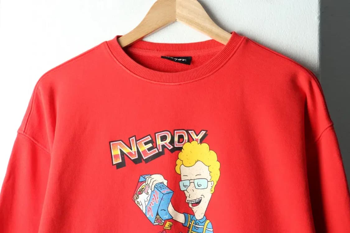 (S-M) 널디 맨투맨 티셔츠 프린팅 레드 올드스쿨-161D9 상품이미지3