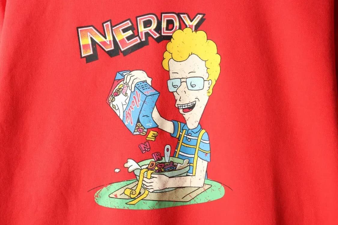 (S-M) 널디 맨투맨 티셔츠 프린팅 레드 올드스쿨-161D9 상품이미지5