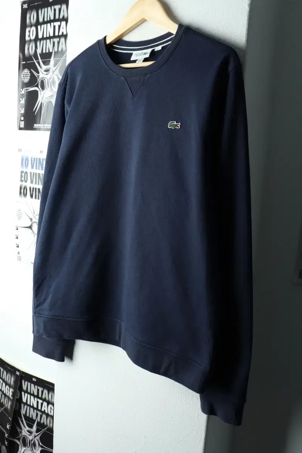 (XL-2XL) 라코스테 맨투맨 티셔츠 빅사이즈 네이비 기모-161DA 상품이미지1