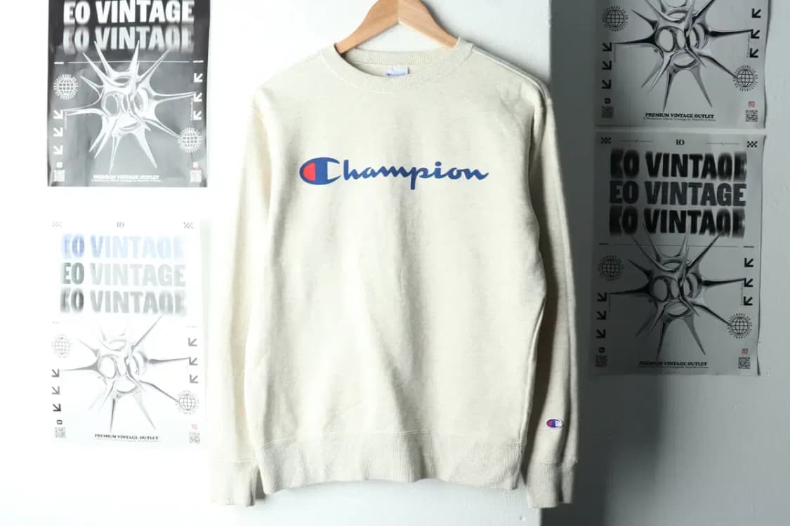 W(L) 챔피온 맨투맨 티셔츠 USA 빅로고 멜란지 아이보리-161DC 상품이미지2