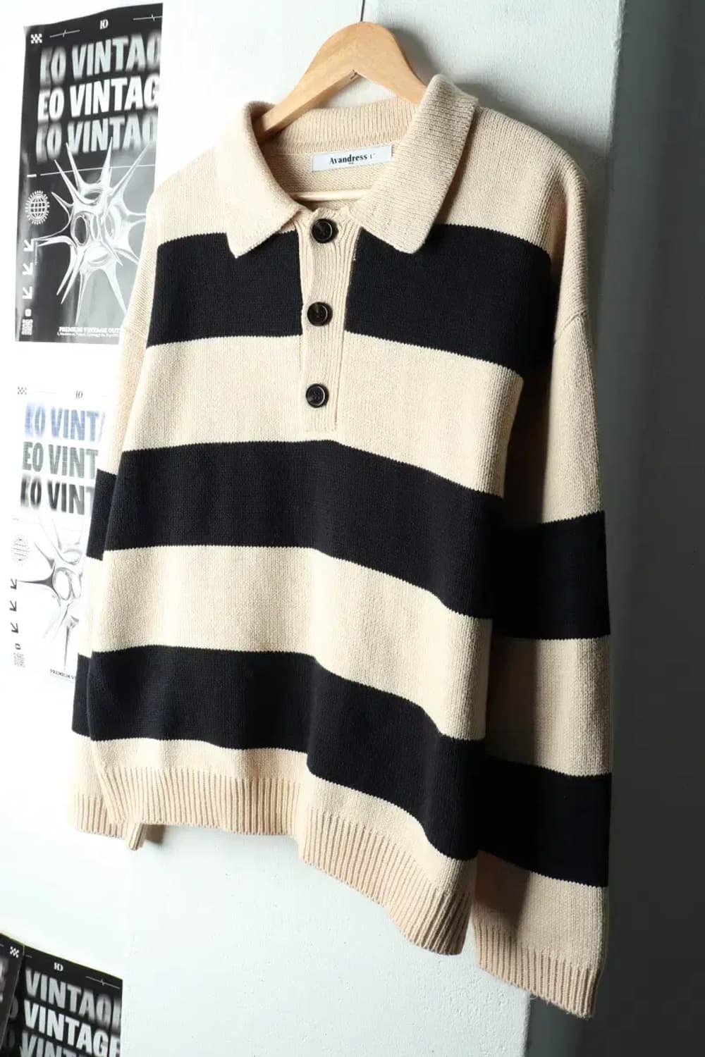 (L-XL) 어반드레스 니트 카라 스트라이프 쿠앤크-1619C 상품이미지1