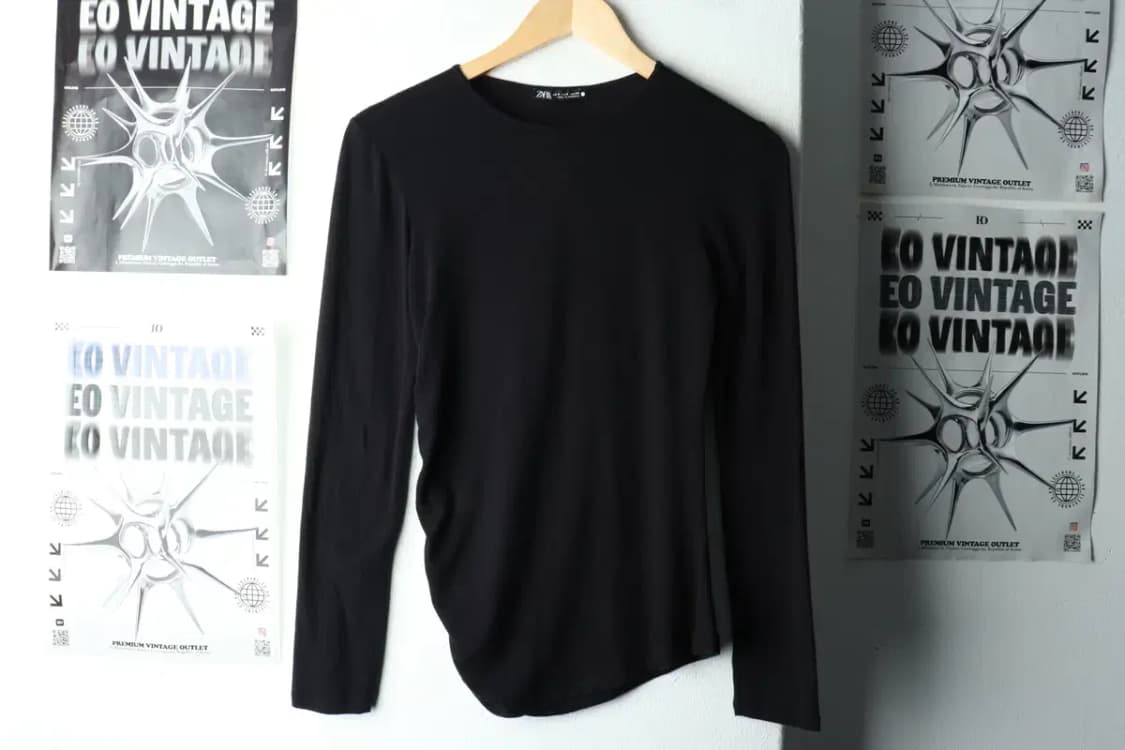 W(S-M) 자라 니트 블랙 무지 슬림핏-1619D 상품이미지2