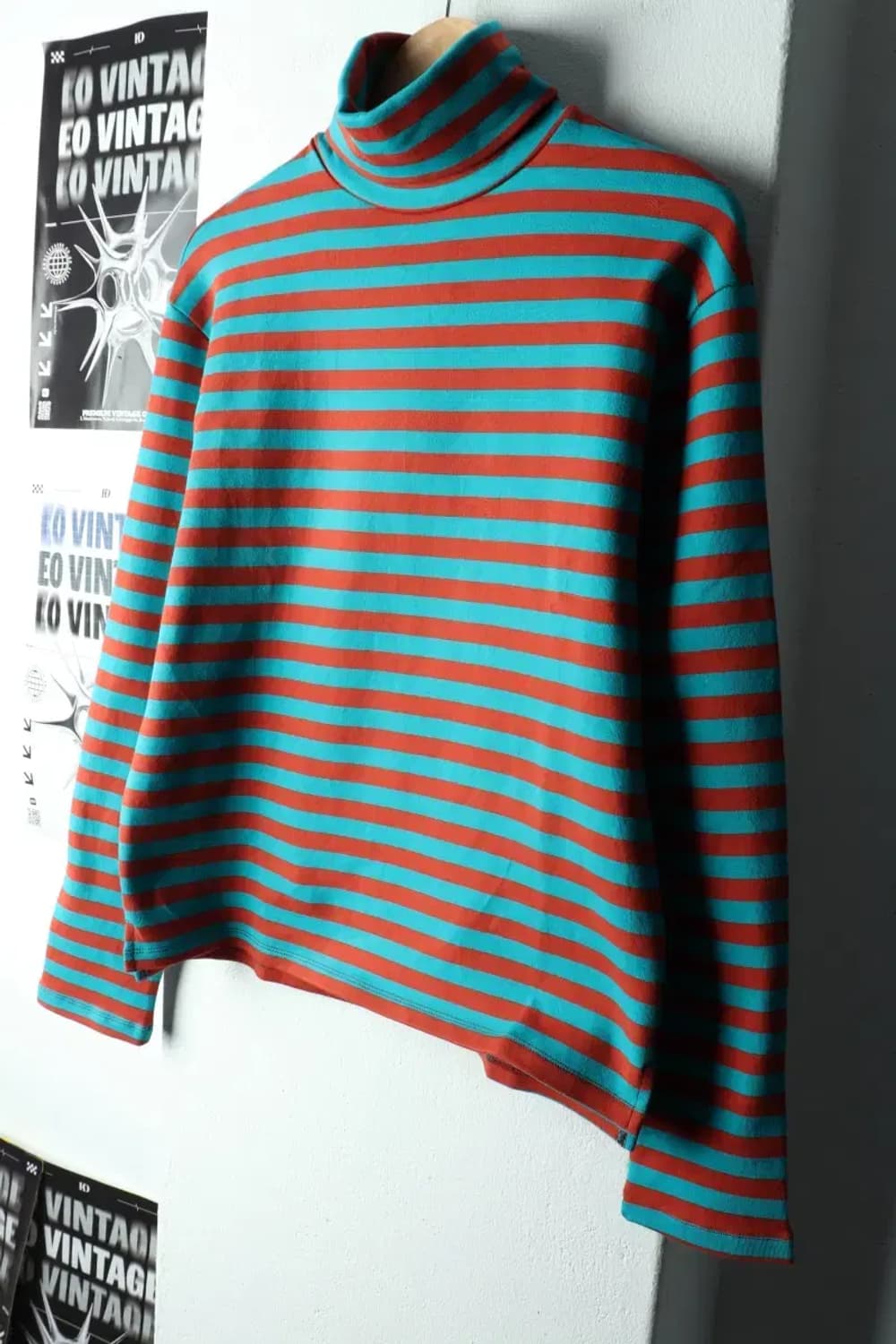 (M) 디앤에스알 긴팔티셔츠 새상품 터틀넥 스트라이프 컬러믹스-1619F 상품이미지1