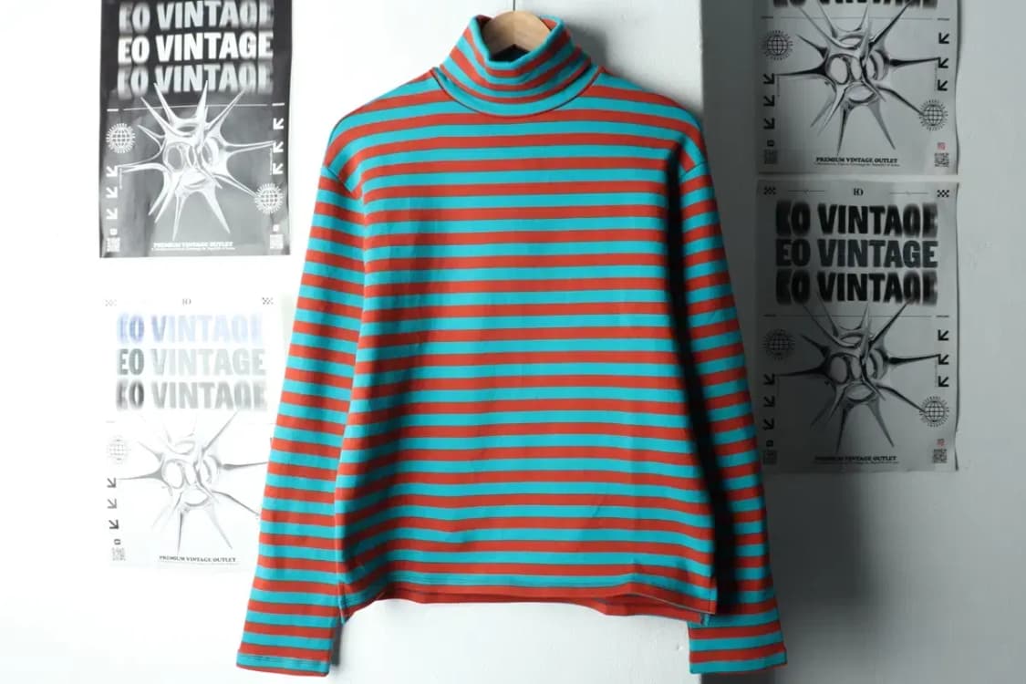 (M) 디앤에스알 긴팔티셔츠 새상품 터틀넥 스트라이프 컬러믹스-1619F 상품이미지2