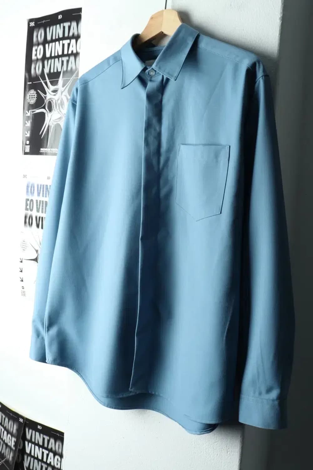 (S) 에스에스와이 셔츠 남방 블루 폴리 놈코어-161A3 상품이미지1