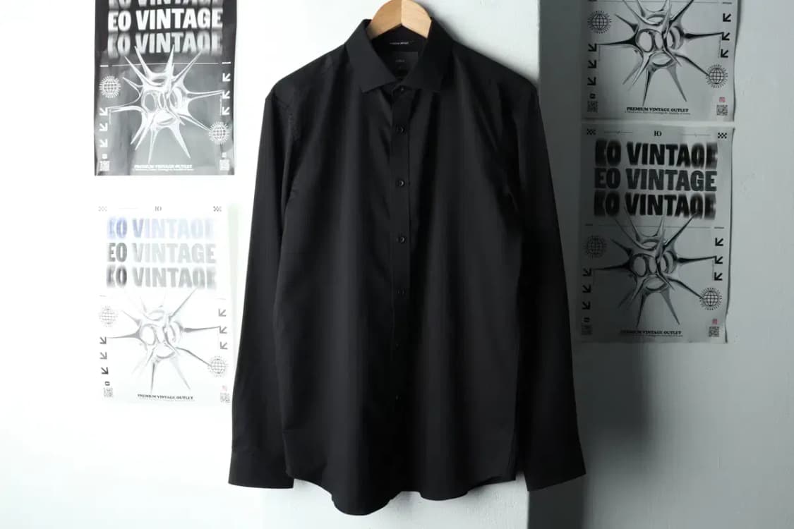 (XL) 앤드지 셔츠 남방 무지 블랙 폴리-161A4 상품이미지2