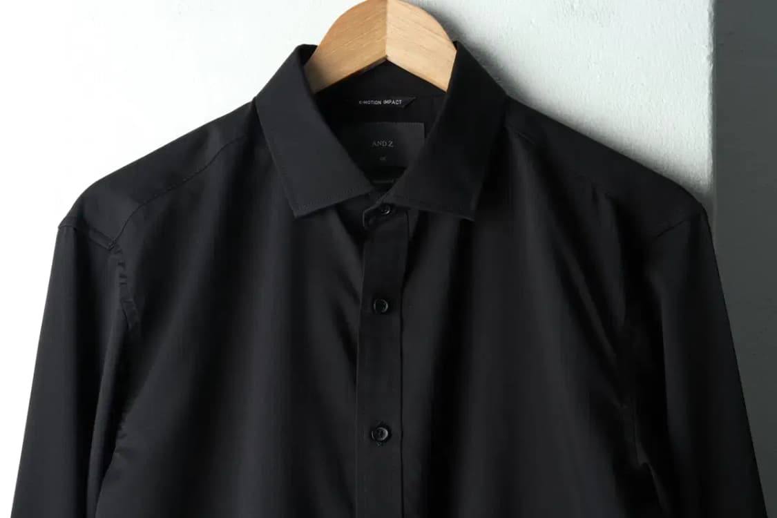 (XL) 앤드지 셔츠 남방 무지 블랙 폴리-161A4 상품이미지3