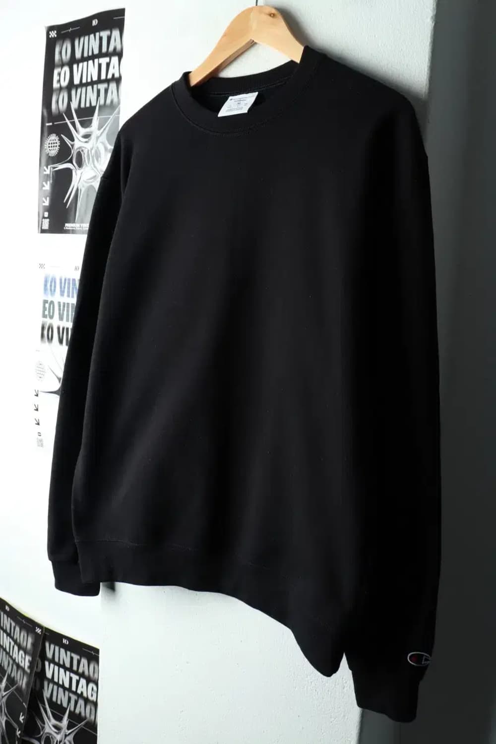 (XL) 챔피온 맨투맨 티셔츠 블랙 기모 올드스쿨-161A5 상품이미지1