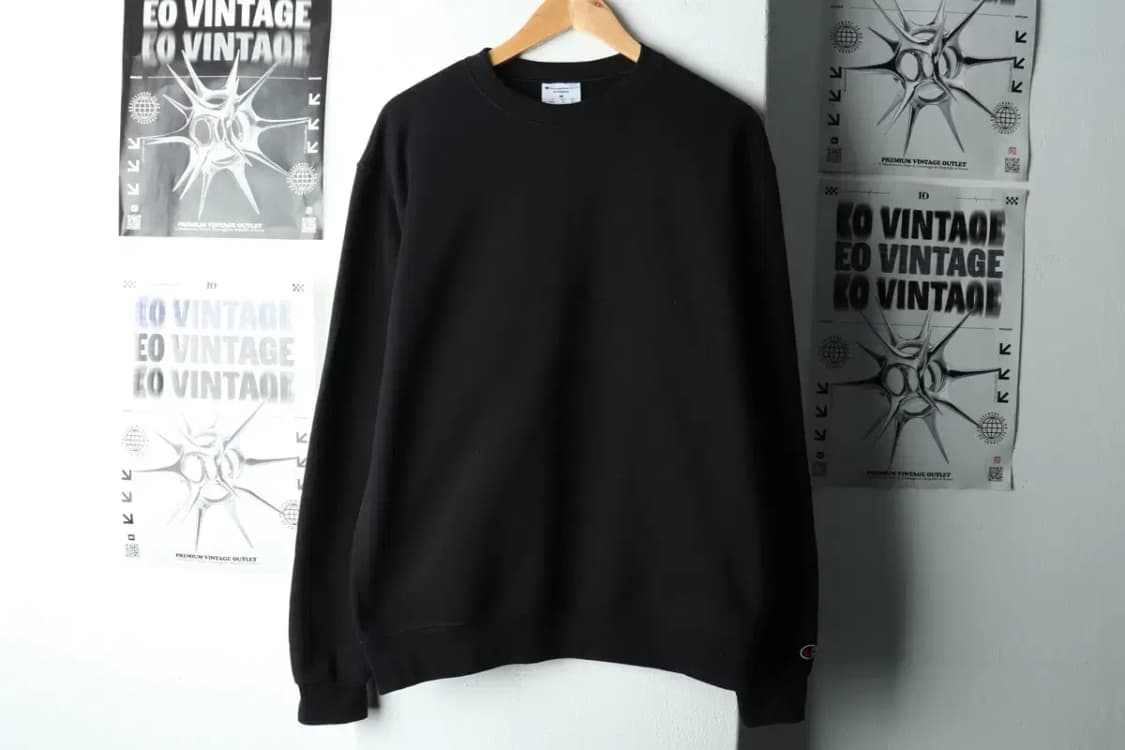 (XL) 챔피온 맨투맨 티셔츠 블랙 기모 올드스쿨-161A5 상품이미지2