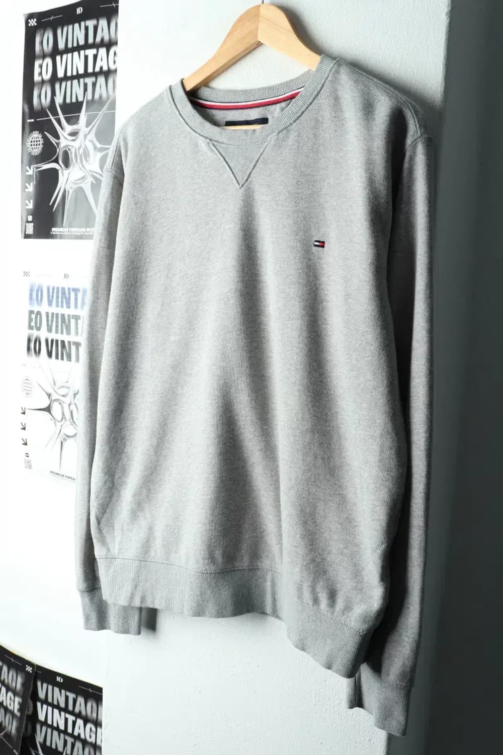 (M-L) 타미힐피거 맨투맨 티셔츠 스몰로고 그레이 기본-161F8 상품이미지1