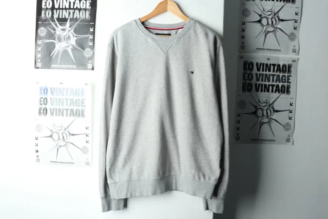 (M-L) 타미힐피거 맨투맨 티셔츠 스몰로고 그레이 기본-161F8 상품이미지2