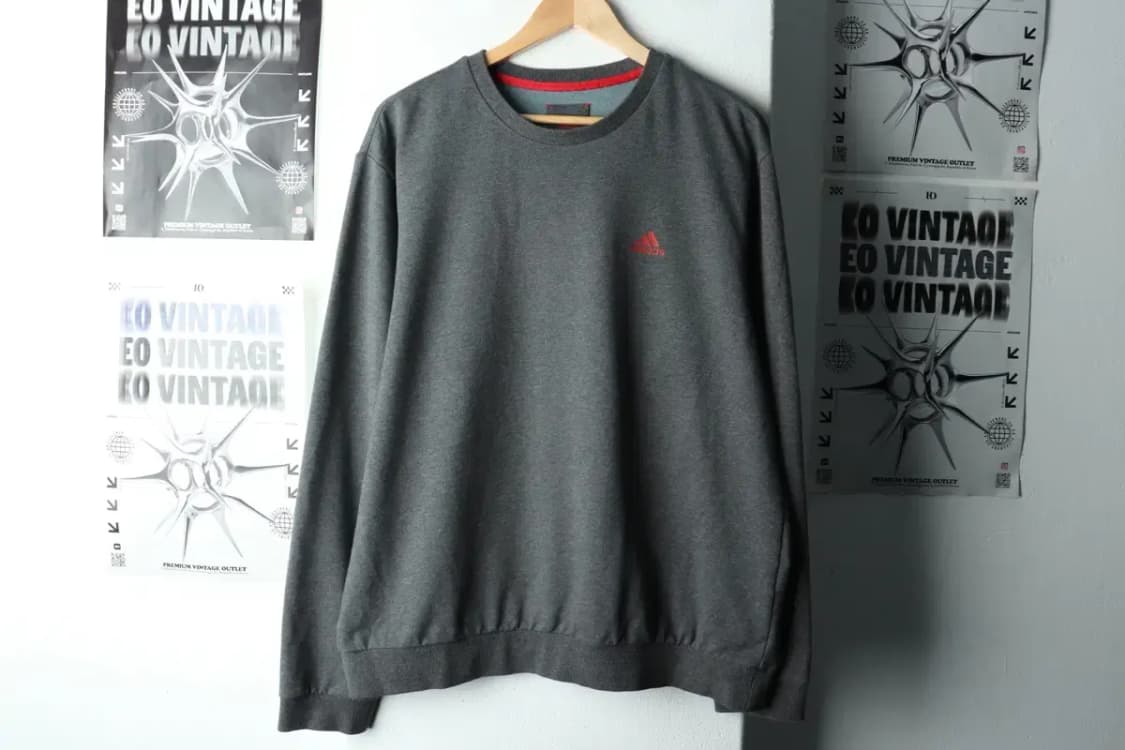 (2XL) 아디다스 맨투맨 티셔츠 빅사이즈 스몰로고 그레이-161FC 상품이미지2