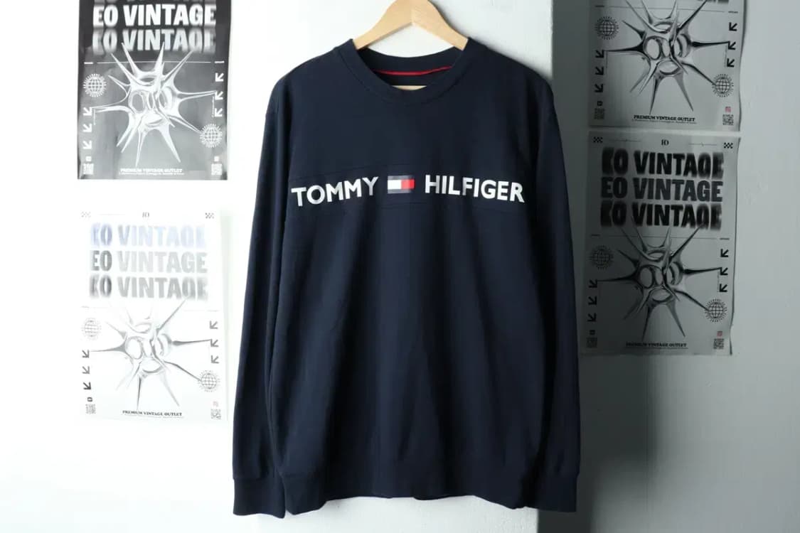 (M-L) 타미힐피거 긴팔티셔츠 빅로고 네이비 올드스쿨-161FD 상품이미지2