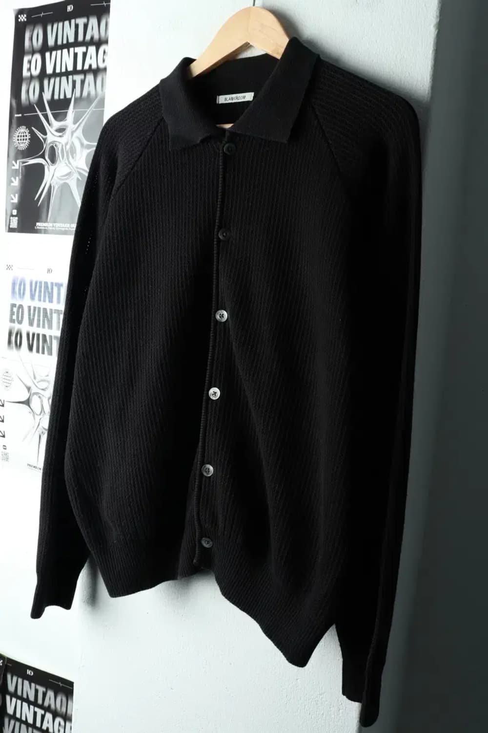 (XL) 블랭크룸 니트 가디건 블랙 매쉬 놈코어 블랙웨어-16203 상품이미지1