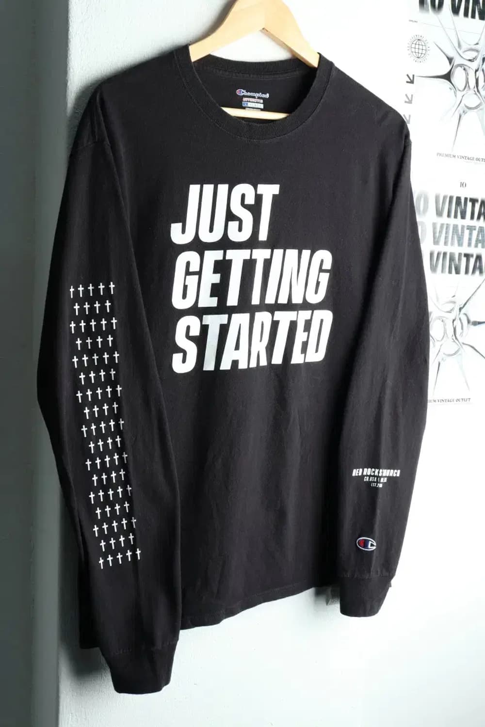 (L) 챔피온 긴팔티셔츠 크로스 블랙 올드스쿨-16205 상품이미지1