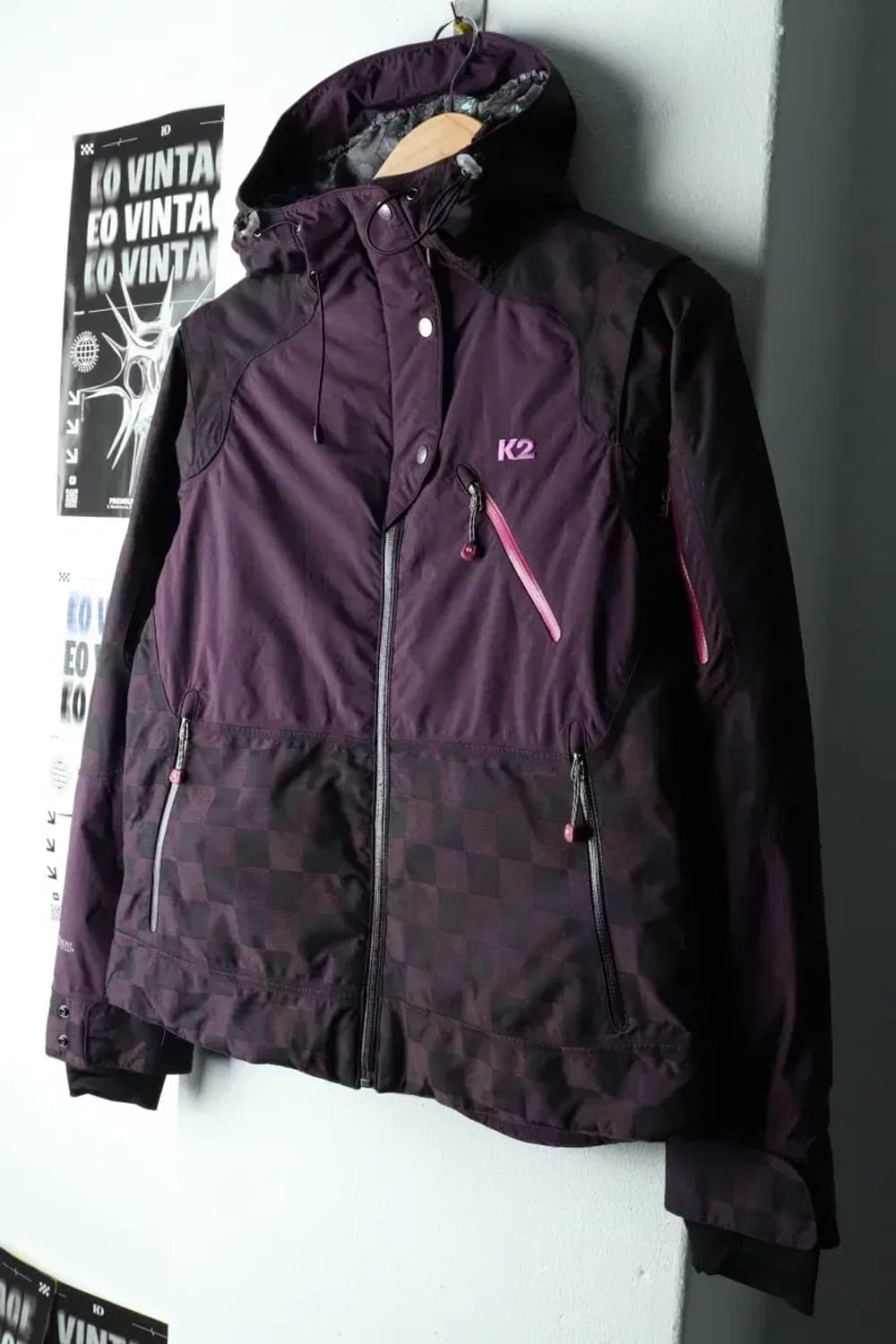 W(L) K2 케이투 패딩 점퍼자켓 경량 체크 퍼플-16208 상품이미지1