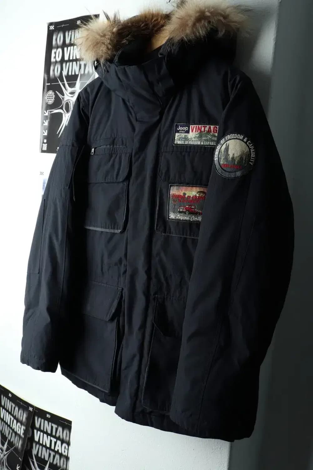 (M-L) 지프 패딩 점퍼자켓 네이비 패치 덕다운 아메카지-16211 상품이미지1