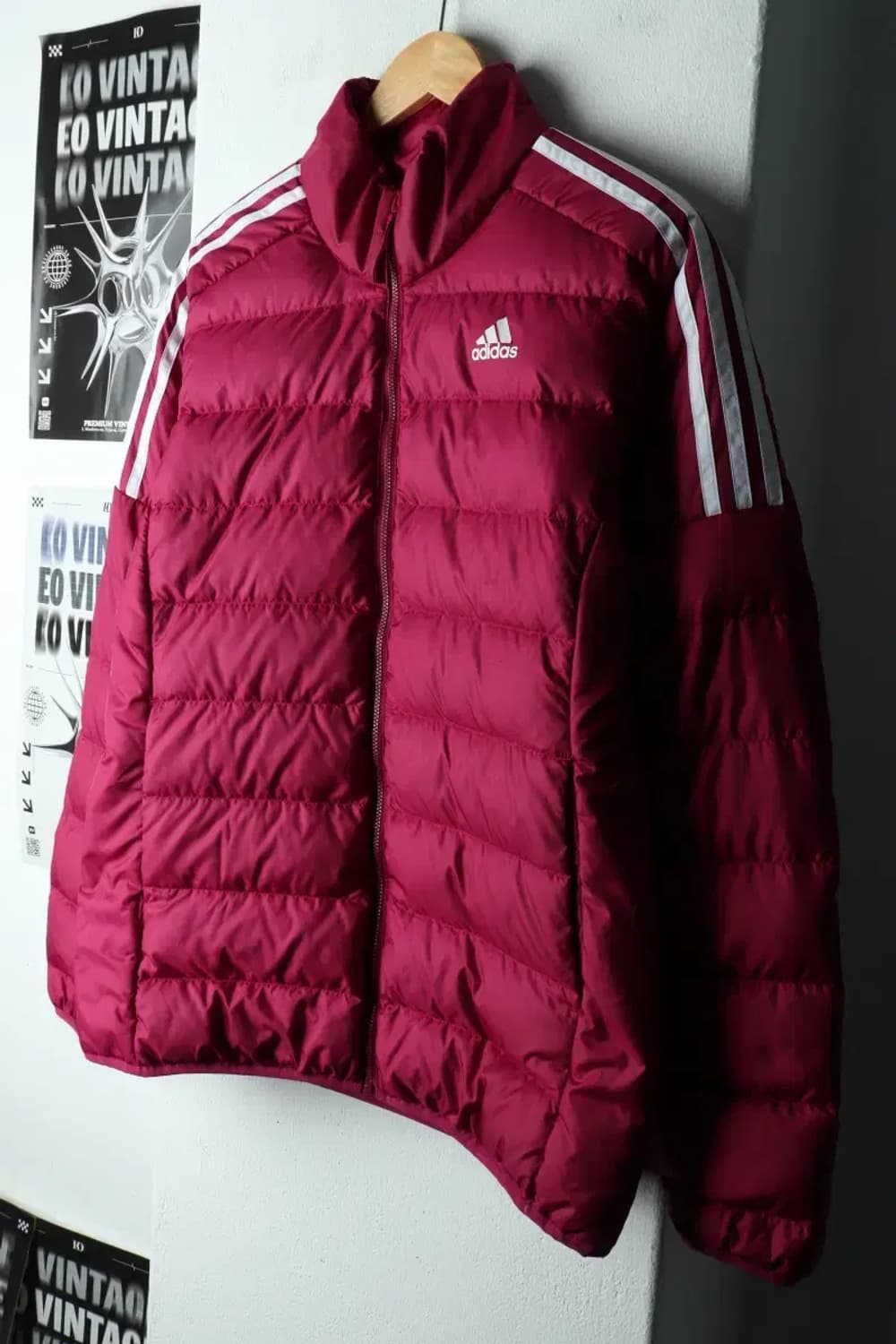 W(L-XL) 아디다스 패딩 점퍼자켓 경량 덕다운 퍼플 삼선-16216 상품이미지1