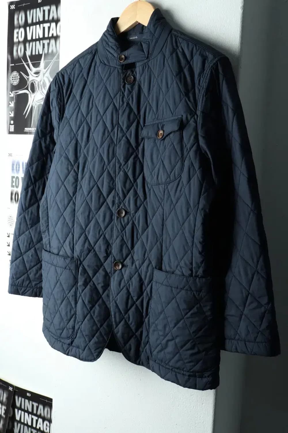 (M-L) 헤지스 패딩 점퍼자켓 경량 퀄팅 네이비-16218 상품이미지1