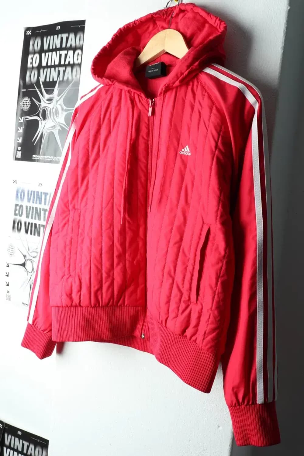 W(L) 아디다스 패딩 점퍼자켓 경량 후드 핑크 올드스쿨-1621A 상품이미지1