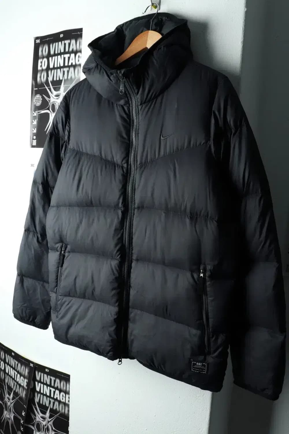 (M-L) 나이키 패딩 점퍼자켓 구스다운 블랙 올드스쿨 푸퍼-1621E 상품이미지1