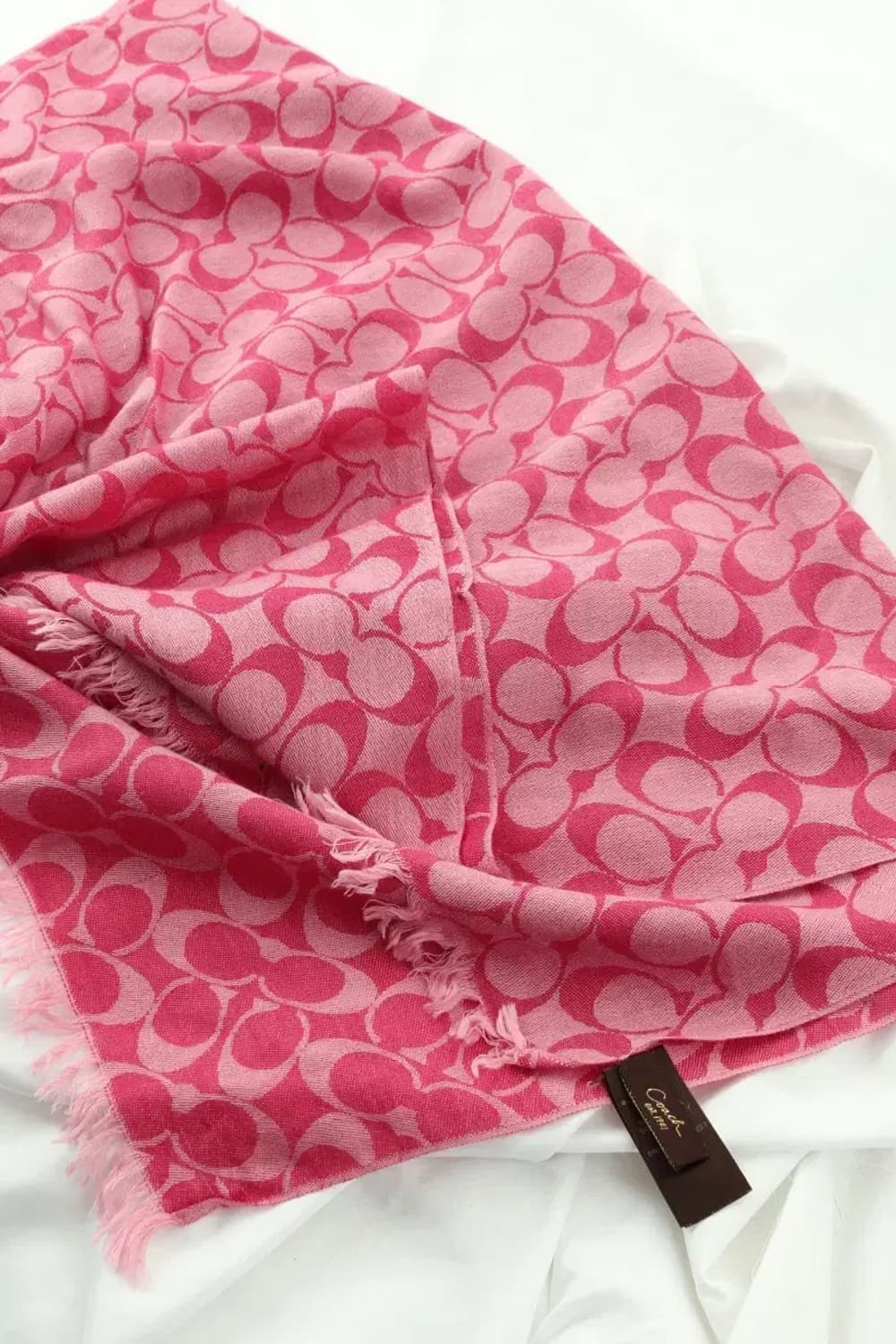 (F) 코치 목도리 머플러 Y2K 핑크 딸기우유 로고 희귀-25FB 상품이미지1