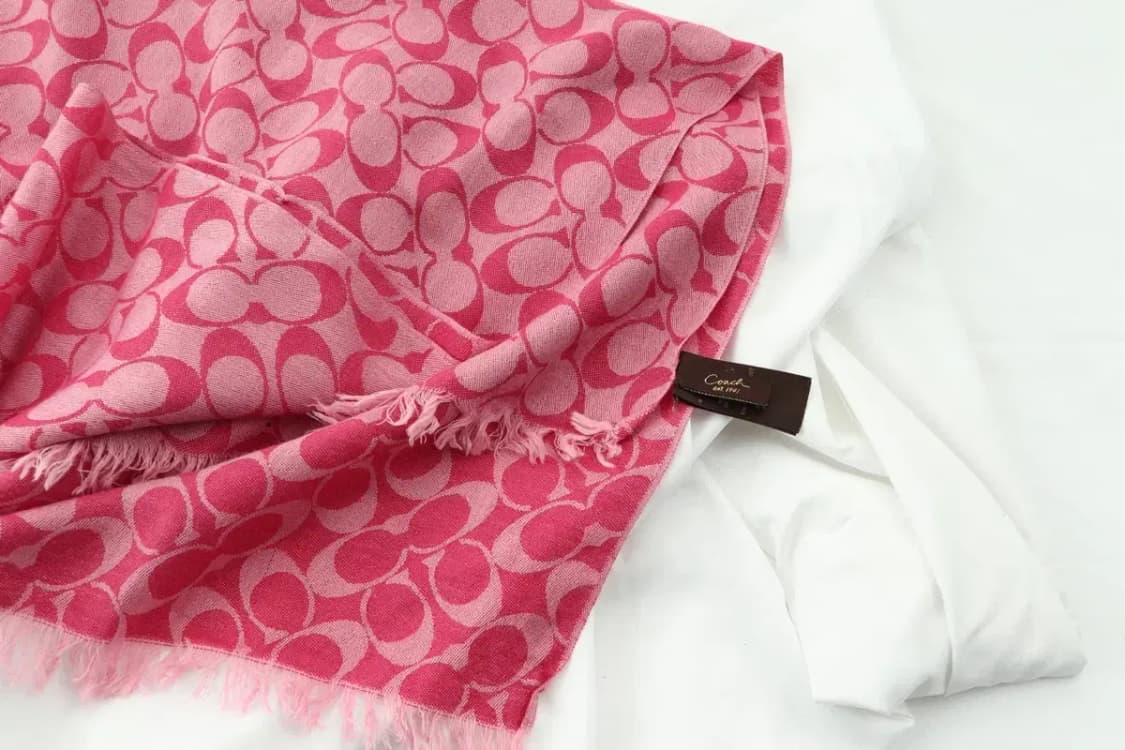 (F) 코치 목도리 머플러 Y2K 핑크 딸기우유 로고 희귀-25FB 상품이미지4