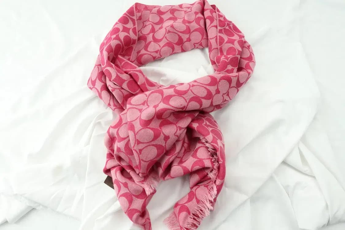 (F) 코치 목도리 머플러 Y2K 핑크 딸기우유 로고 희귀-25FB 상품이미지5