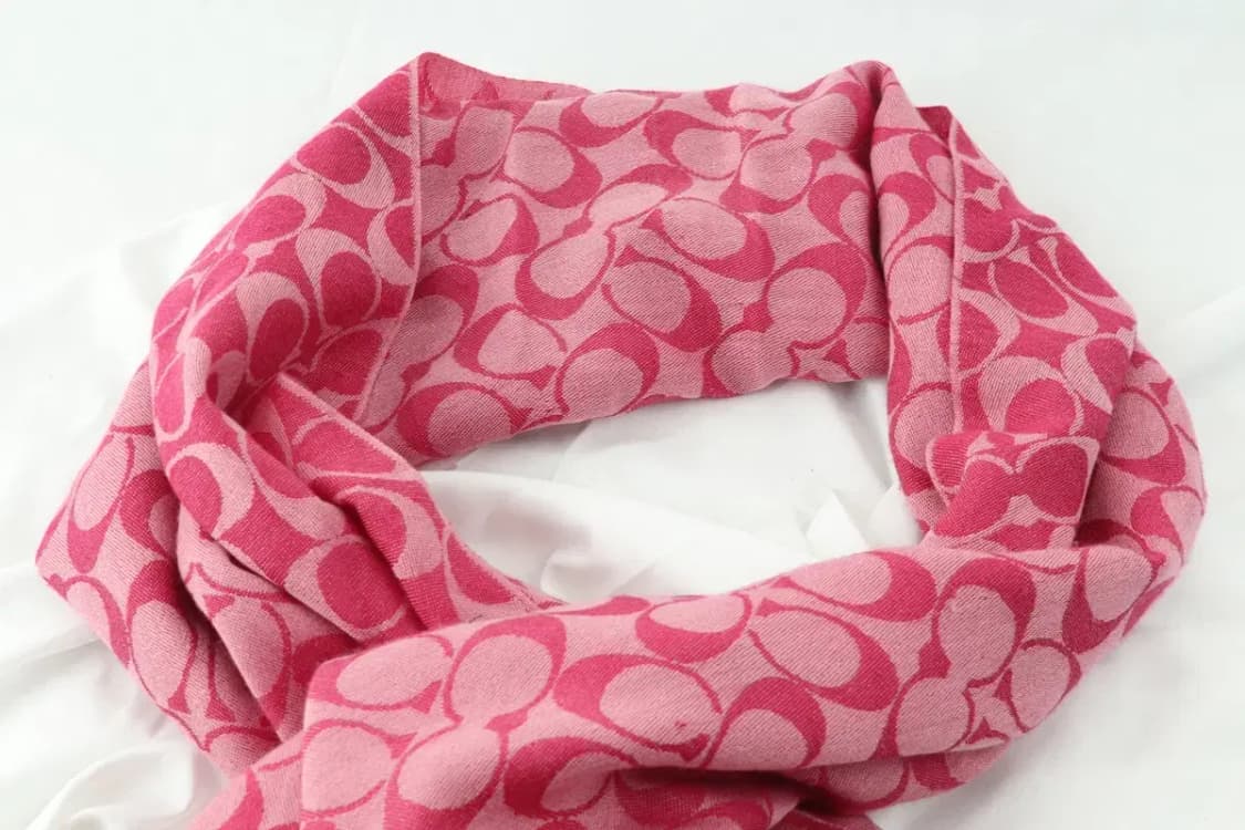 (F) 코치 목도리 머플러 Y2K 핑크 딸기우유 로고 희귀-25FB 상품이미지6