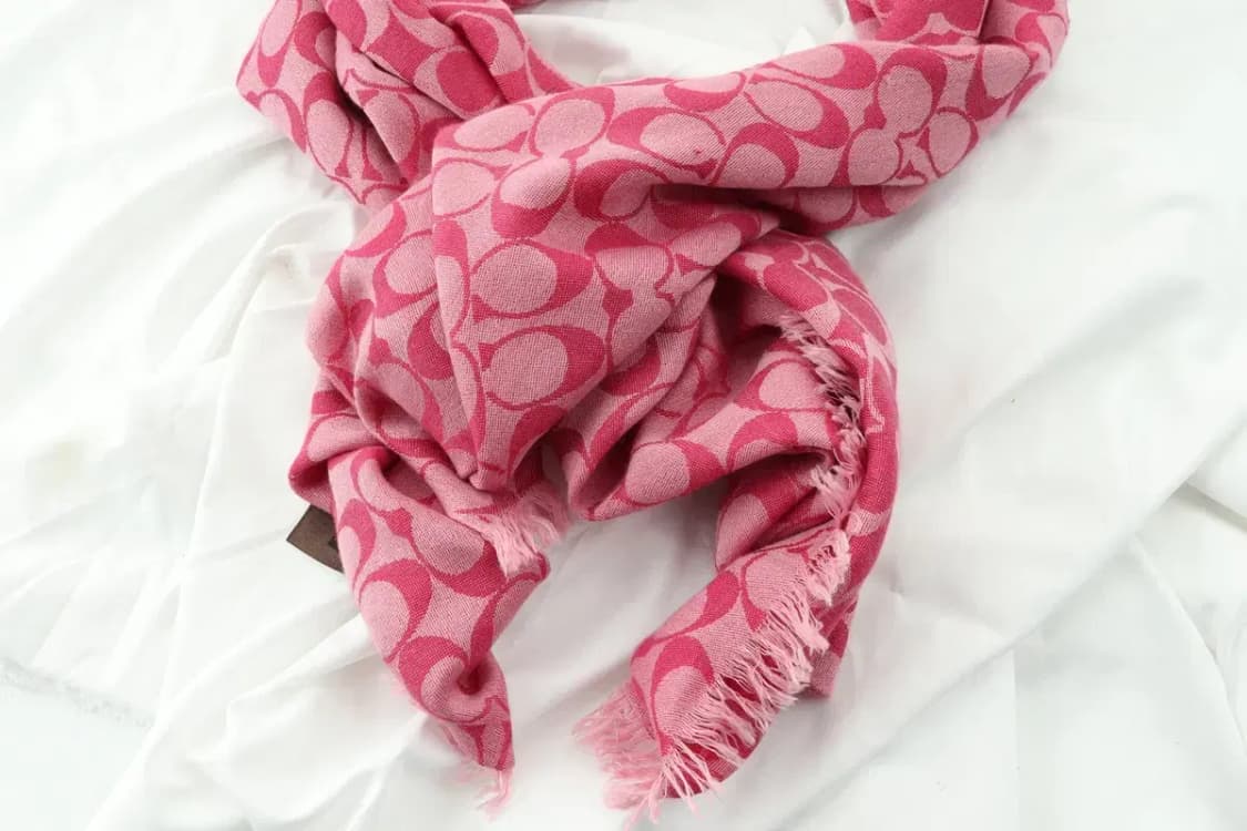 (F) 코치 목도리 머플러 Y2K 핑크 딸기우유 로고 희귀-25FB 상품이미지7