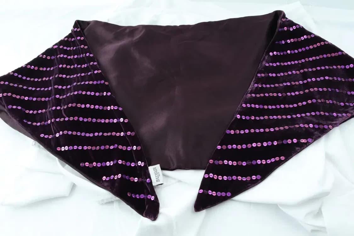 (F) 발망 목도리 머플러 숏 쁘띠 비즈 벨벳 가볍 희귀-2604 상품이미지6