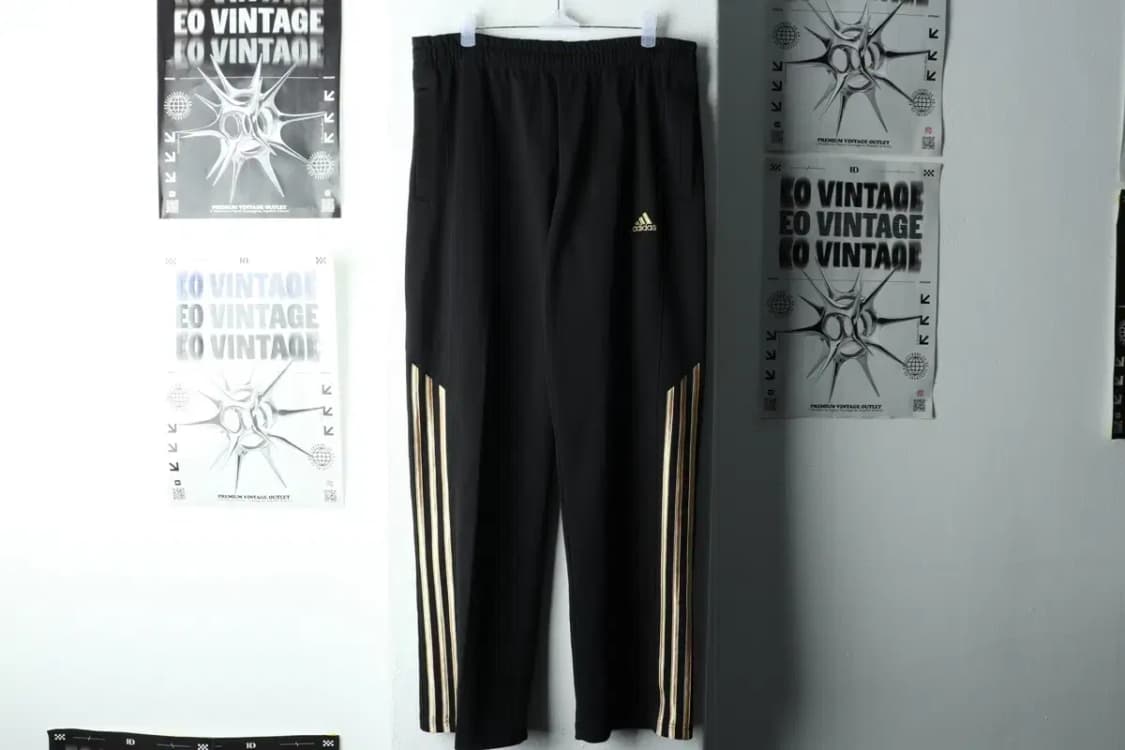 (M) 아디다스 트레이닝복 바지 블랙 삼선 금장-2237 상품이미지2