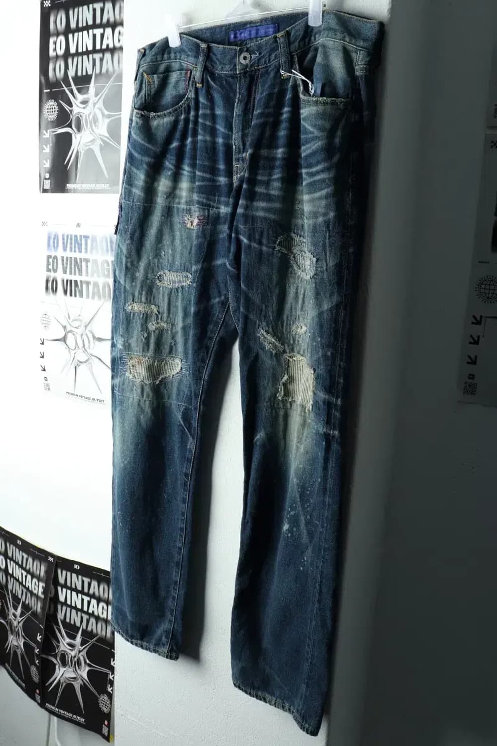 (XL) 프라그먼트 청바지 데님 새상품 뱅퀴시 사시코-224C 상품이미지1