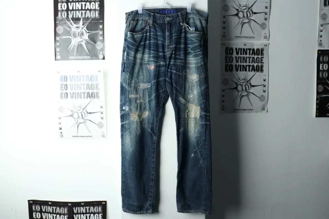 (XL) 프라그먼트 청바지 데님 새상품 뱅퀴시 사시코-224C 상품이미지3