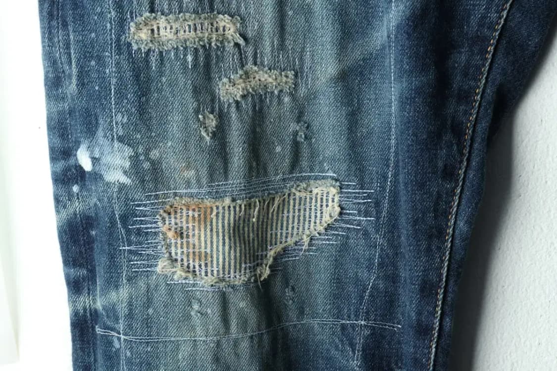 (XL) 프라그먼트 청바지 데님 새상품 뱅퀴시 사시코-224C 상품이미지7