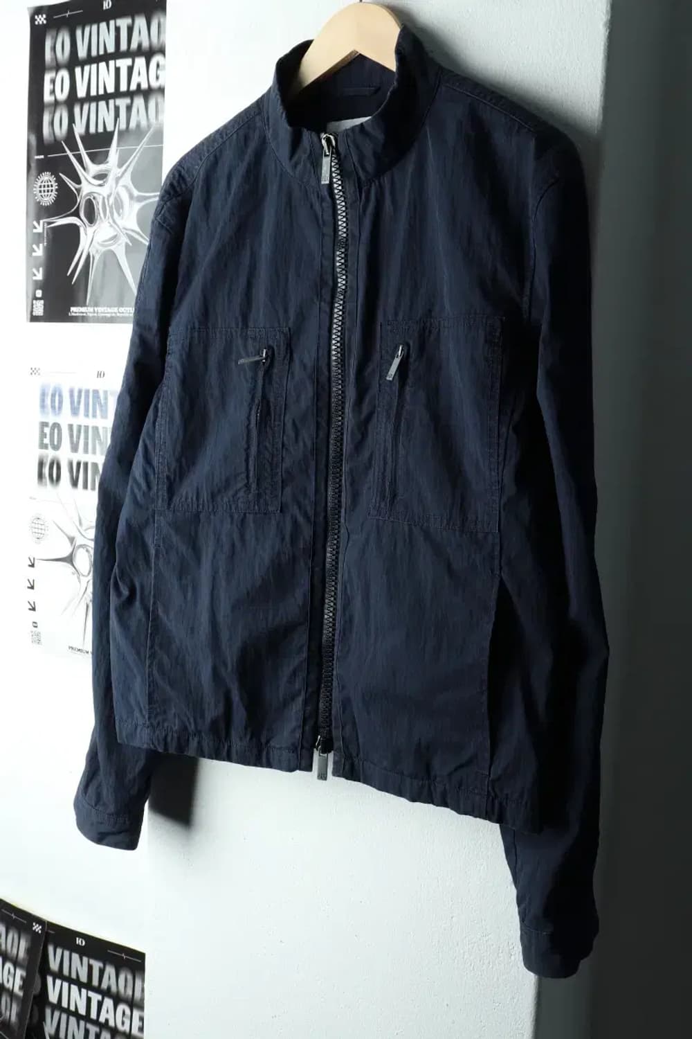 (M) 아르마니 집업 바람막이 점퍼자켓 라이더 네이비 누빔-1627D 상품이미지1