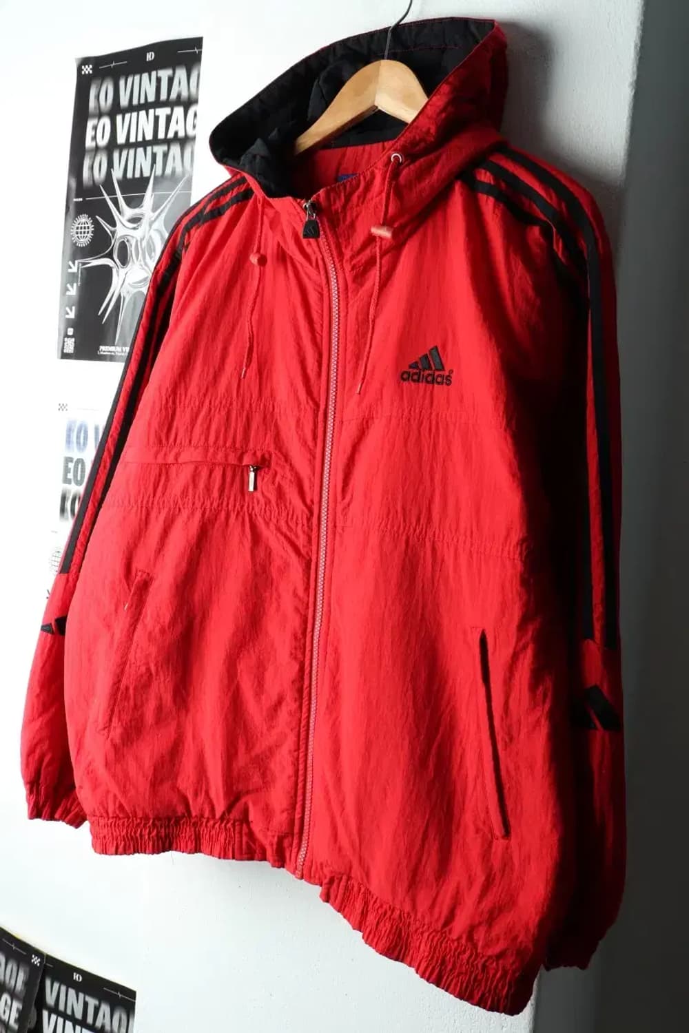 (M-XL) 아디다스 집업 바람막이 점퍼자켓 90년대 검빨-16280 상품이미지1