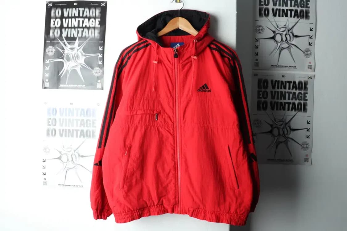 (M-XL) 아디다스 집업 바람막이 점퍼자켓 90년대 검빨-16280 상품이미지2