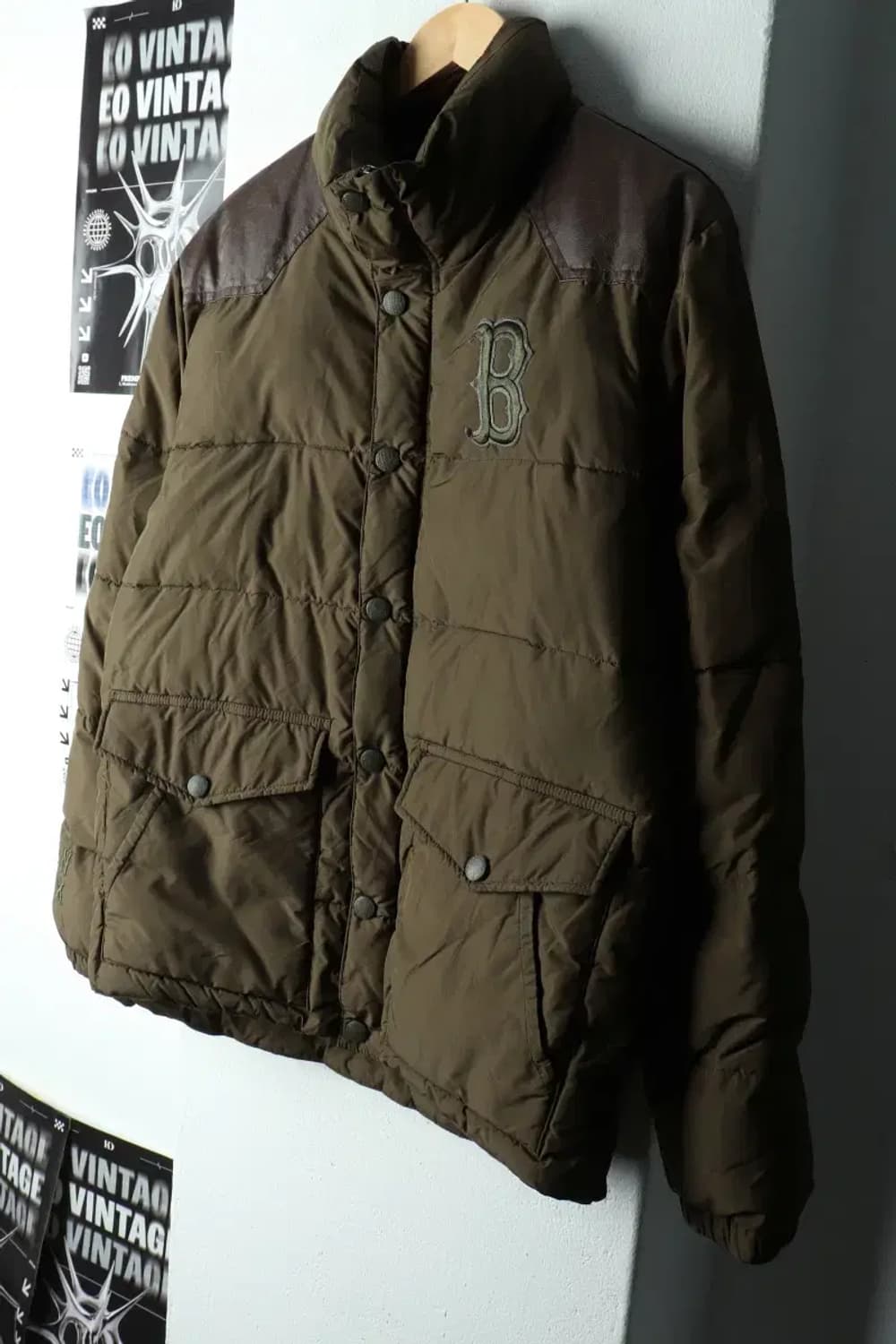 (L-XL) MLB 엠엘비 패딩 점퍼자켓 레드삭스 카키-1628A 상품이미지1