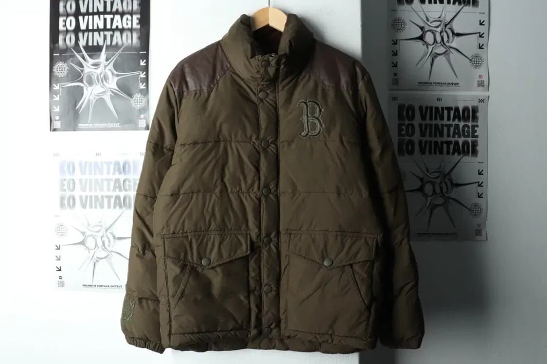 (L-XL) MLB 엠엘비 패딩 점퍼자켓 레드삭스 카키-1628A 상품이미지2