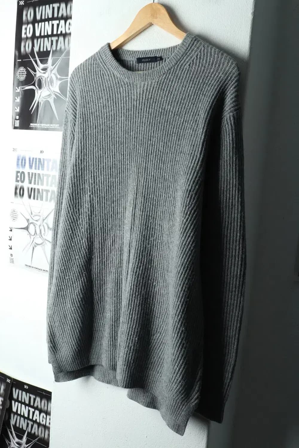 (3XL) 올젠 니트 빅사이즈 그레이 무지 울-16290 상품이미지1