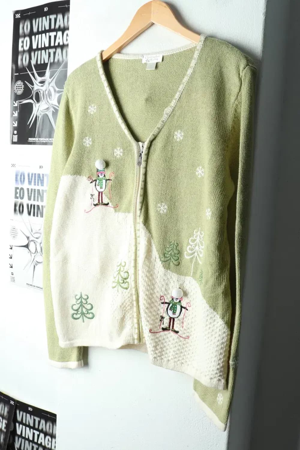 (XL) 브랜드빈티지 니트 집업 크리스마스 펭귄-16294 상품이미지1