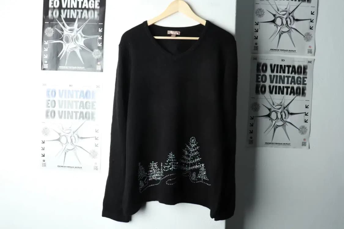 W(XL) 브랜드빈티지 니트 크리스마스 트리 블랙-16299 상품이미지2