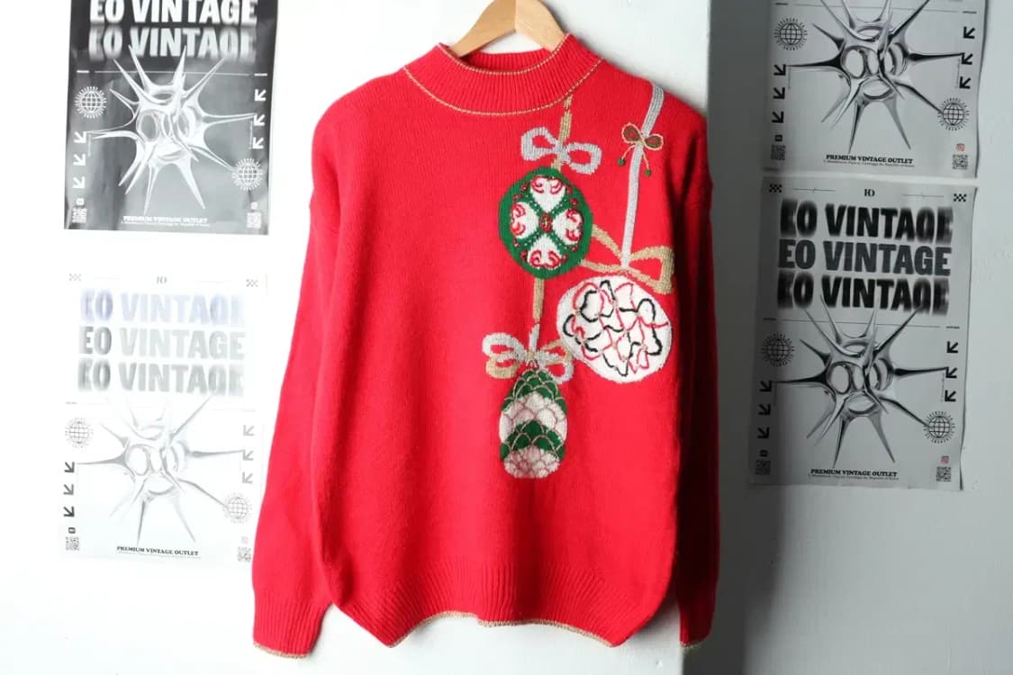 W(M-L) 브랜드빈티지 니트 크리스마스 장식 레드-162A1 상품이미지2