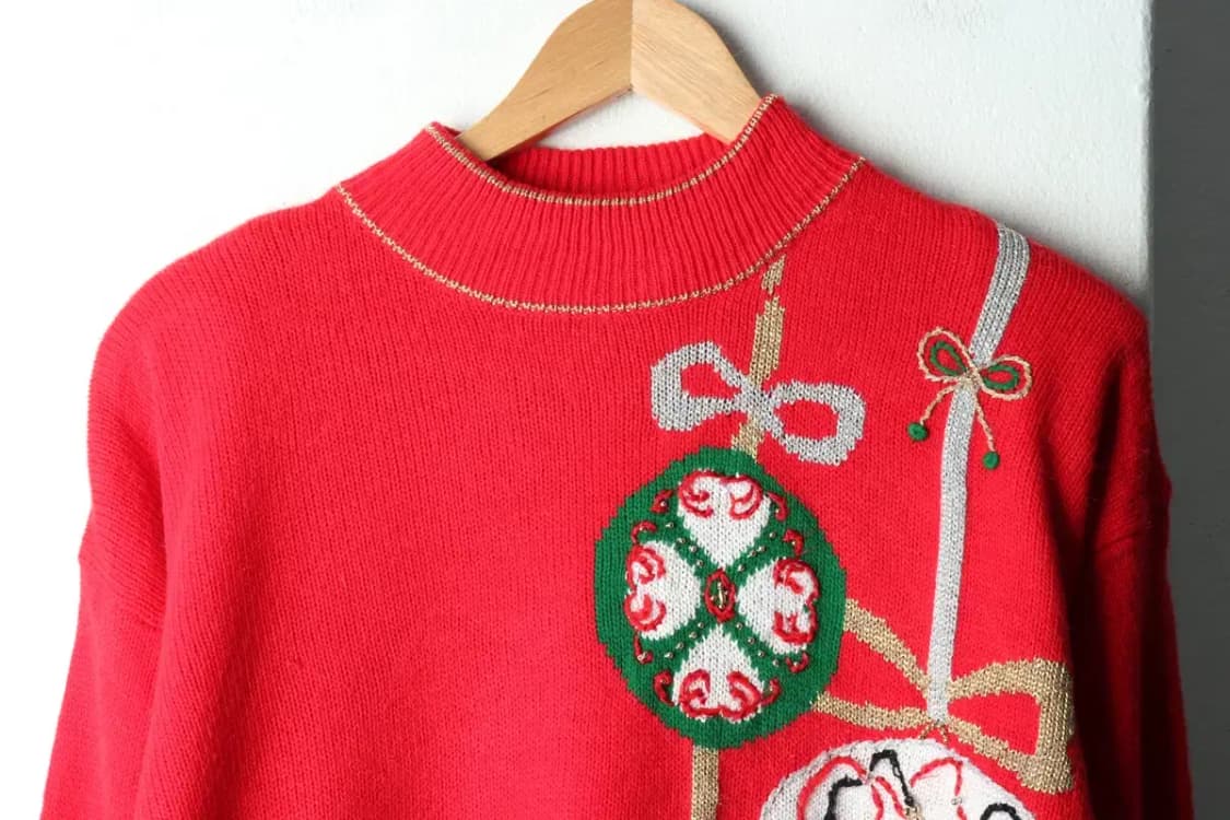 W(M-L) 브랜드빈티지 니트 크리스마스 장식 레드-162A1 상품이미지3